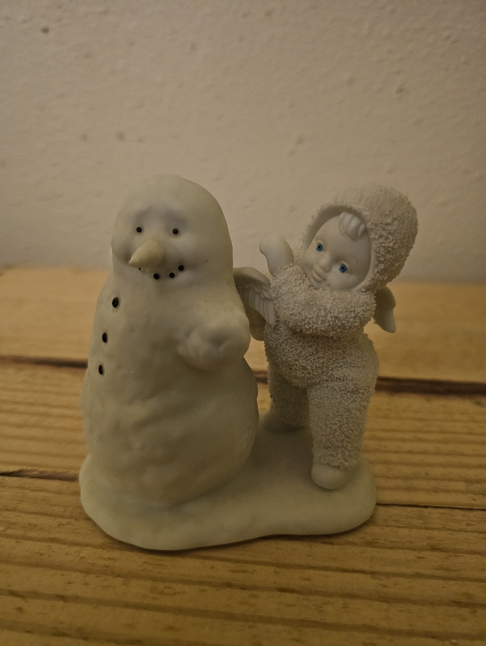Snow Baby Porcelain Snowman and Child Figurine - White